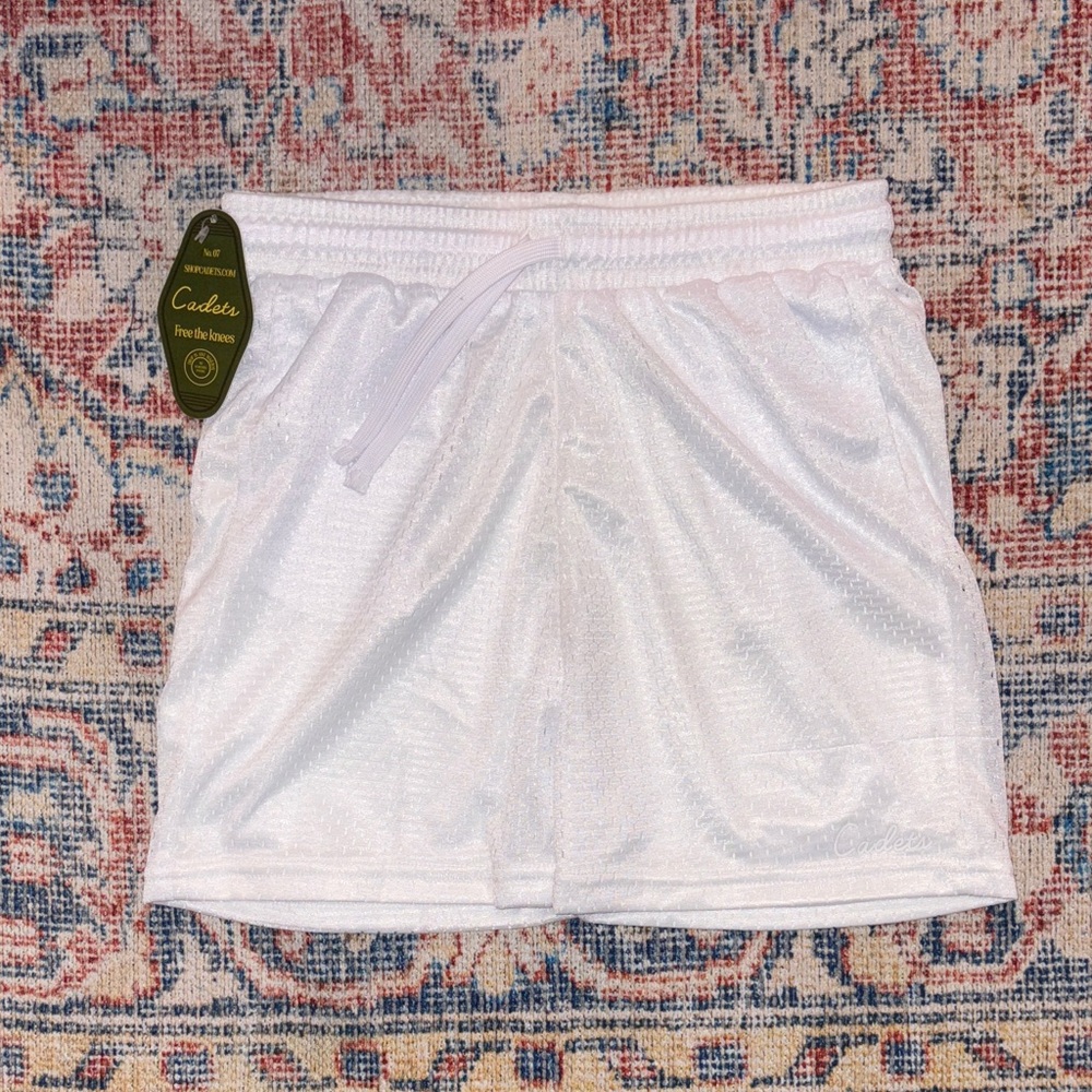 Cadets Check Out Mesh Shorts in White SZ 12/14 (28-31” Waist) NWT